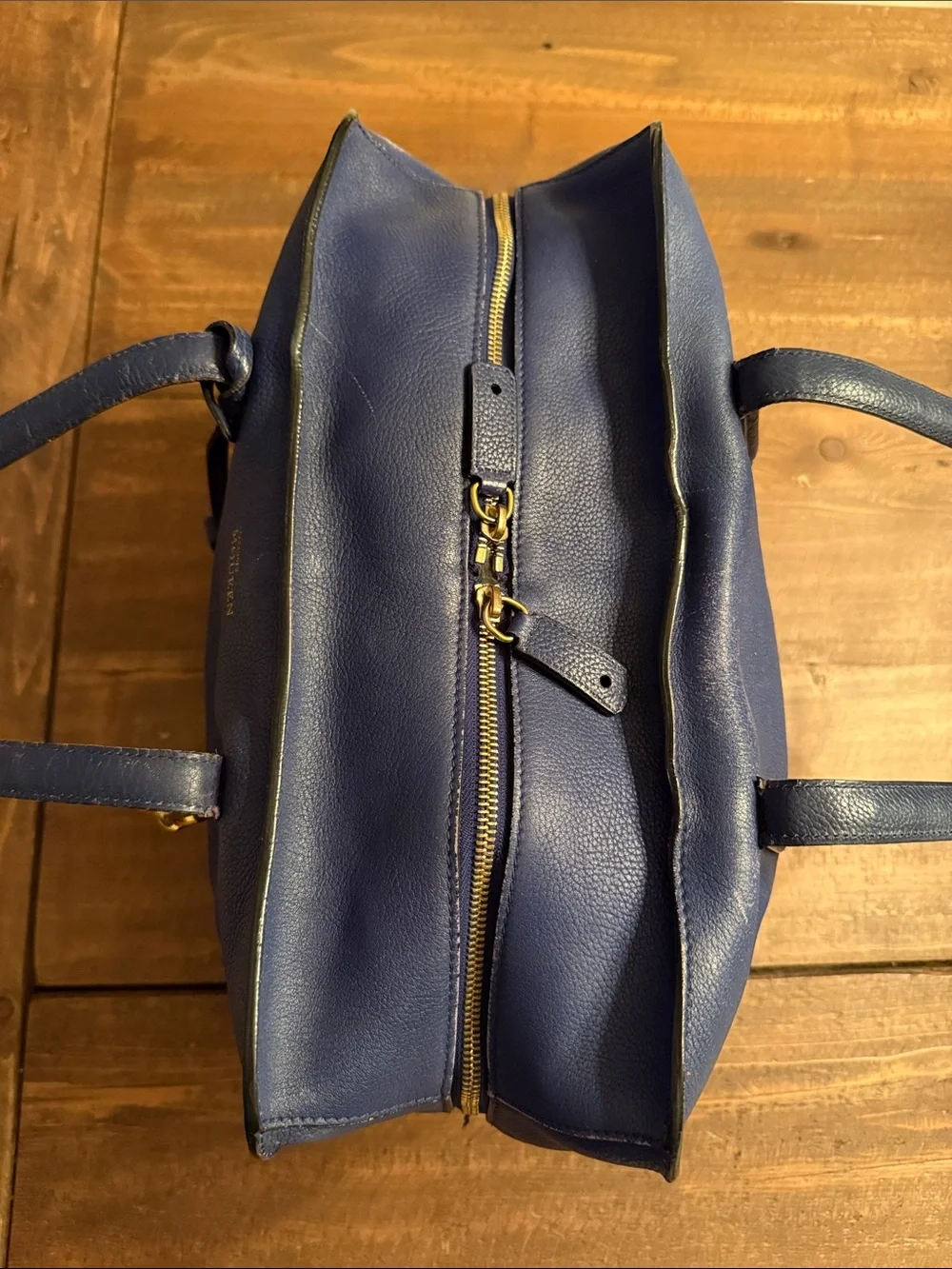 Alexander McQueen Navy Pebbled Leather, padlock zip-around, Skull Lock and Key